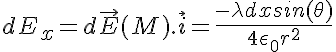 5$dE_x=d\vec{E}(M).\vec{i}=\frac{-\lambda dxsin(\theta)}{4\epsilon_0 r^2}